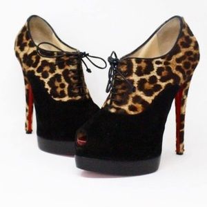 CHRISTIAN LOUBOUTIN #33974 Miss Poppins Lace-Up Platform Booties